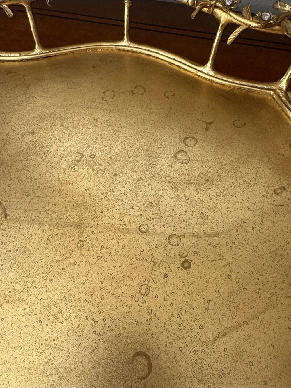 Gold Floral Decorative Vanity Tray - Elegant Home Bath Accessory